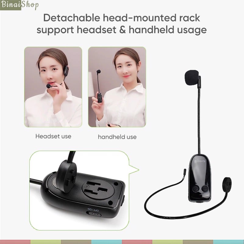 Shidu U8 - Micro Cài Tai Không Dây UHF Cho Máy Trợ Giảng, Amply, Loa Kéo- Hàng chính hãng