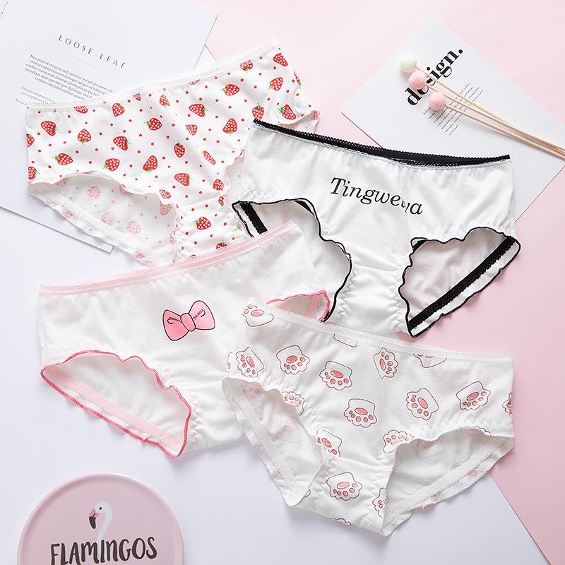 Set 5 quần lót cotton kháng khuẩn nữ họa tiết dễ thương QLN40