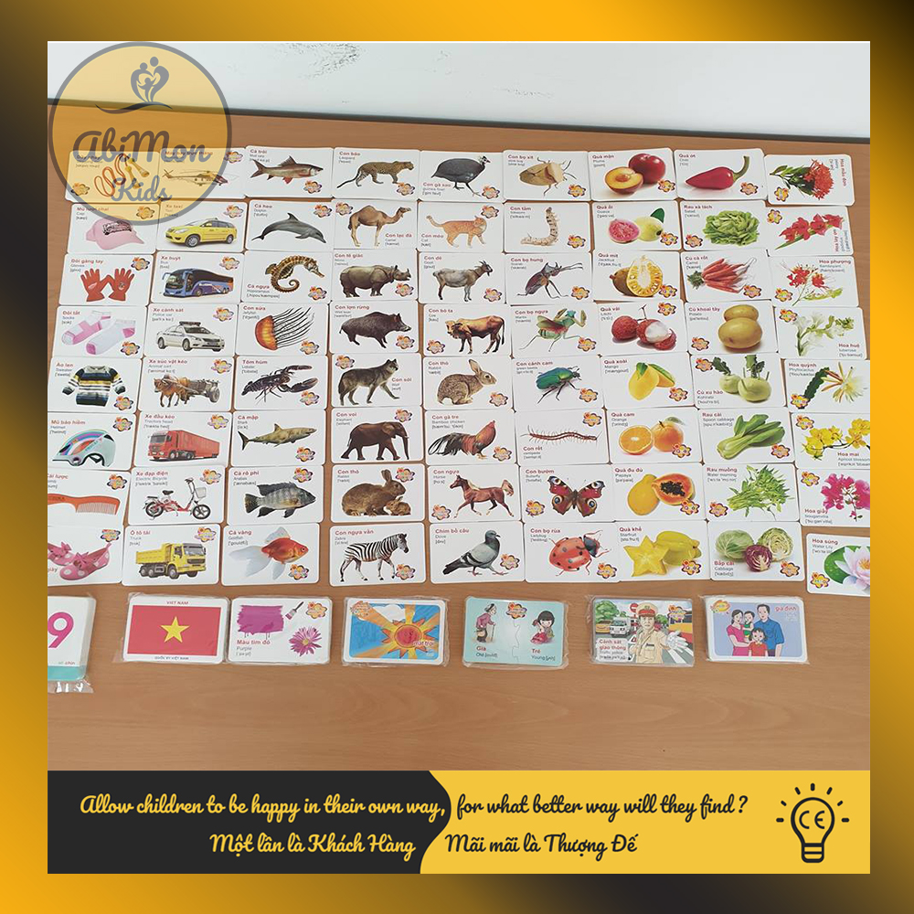 Bộ Thẻ Flashcards 16 Chủ Đề (size bé) - Học Tiếng Anh Cho Bé || Montessori cao cấp || Đồ chơi Gỗ - Giáo dục - An toàn - Thông minh