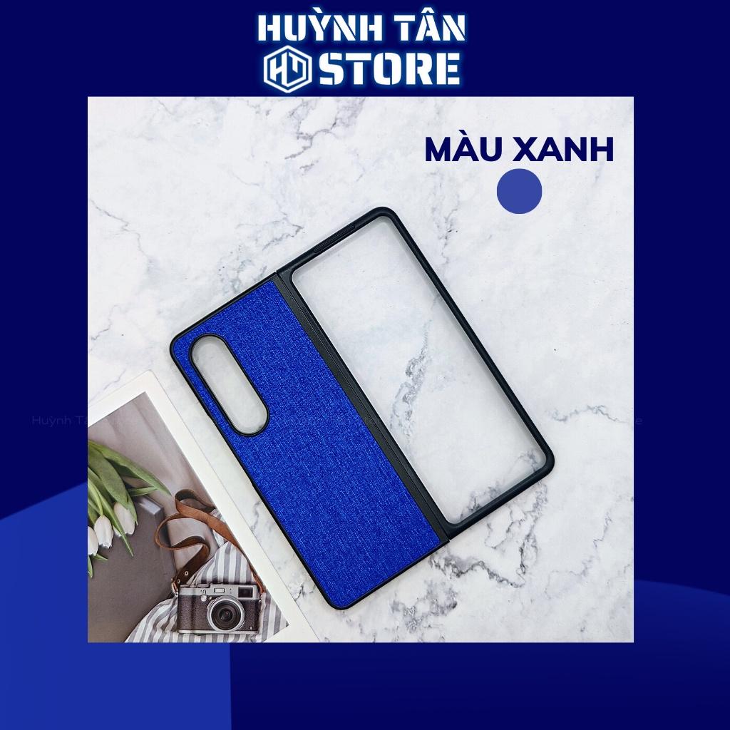 Ốp lưng z fold 4 fold 3 chống vân tay nhựa cứng viền đen vải jean 1 màu phụ kiện điện thoại huỳnh tân store