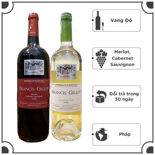 Rượu Vang Pháp Francis Gillot Cabernet Sauvignon Merlot 750ml 13.5%