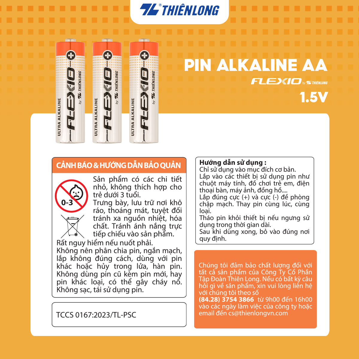Vỉ 2 Pin Alkaline AA Thiên Long Flexio
