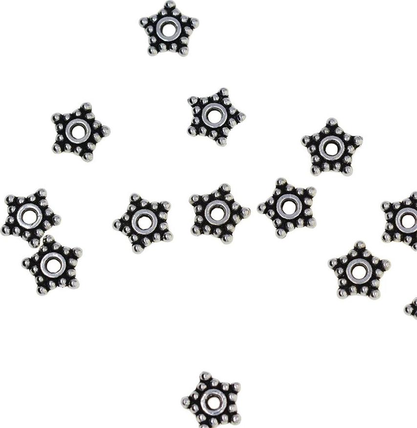 100 Máy Tính 8 Mm Bạc Tây Tạng Mạ Rời Hạt Thủ Công Ngôi Sao Hạt Trang Sức Làm Charm Phụ Kiện Cho Neckalce Vòng T