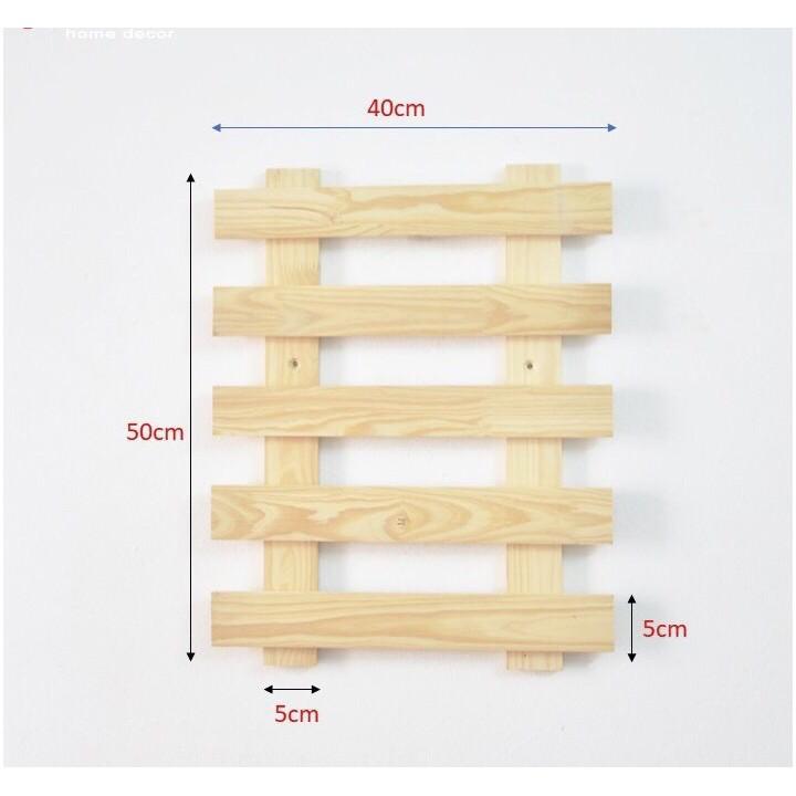 Kệ Gỗ Treo Tường Trang Trí Ban Công- Giá Gỗ Treo Chậu Cây Cảnh Tặng Kèm Vít, Nở Nhựa