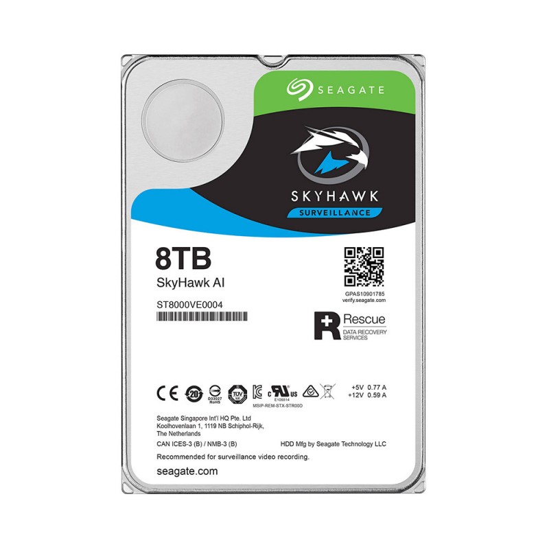 Ổ Cứng Camera HDD Seagate SKYHAWK AI  8TB/3.5/7200rpm ST8000VE0004 - Hàng Chính Hãng