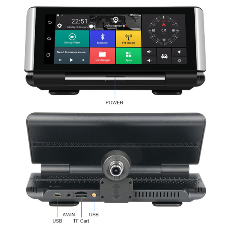 Camera hành trình đặt taplo ô tô nhãn hiệu tích hợp 4G, wifi, 7 inch, camera lùi, định vị GPS+BD K6