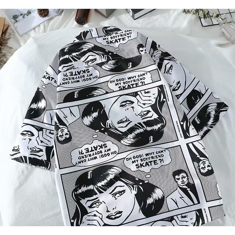 Áo sơ mi nam ngắn tay họa tiết in thời trang