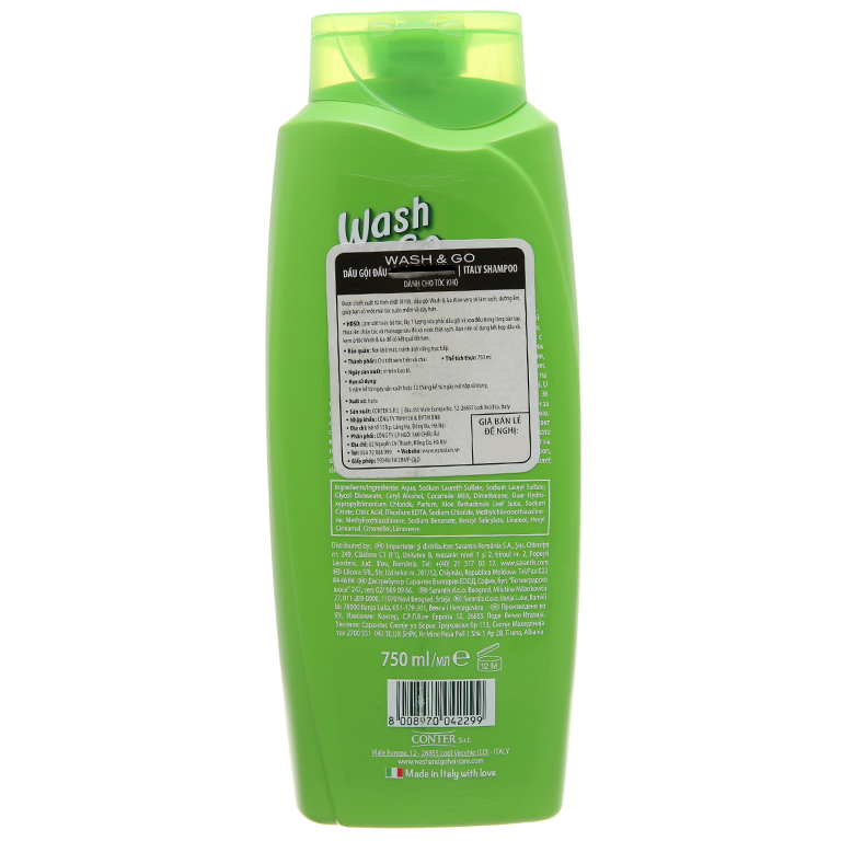 Dầu gội Wash&amp;Go Shampoo Jasmine Extract 750ml + Móc khóa