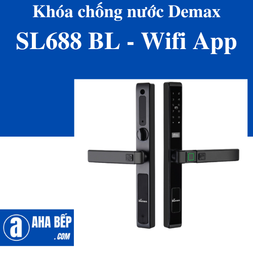 Khóa cửa chống nước Demax SL688 BL - Wifi App. Hàng Chính Hãng