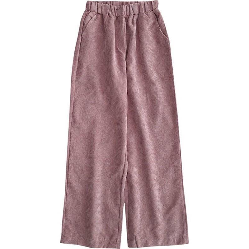 Quần Nhung Gân Ống Suông Dài Form Rộng Lưng Thun Unisex Nam Nữ - Liph Store