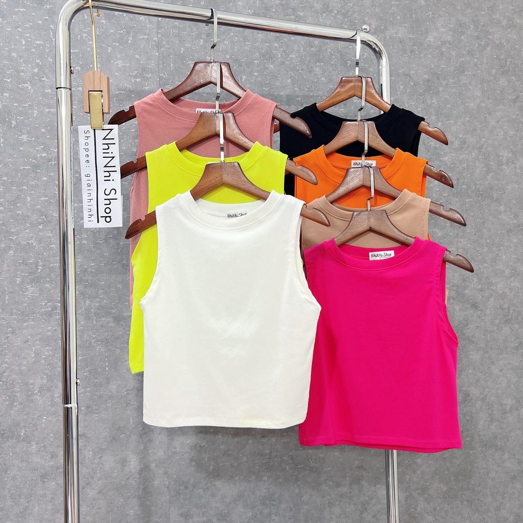 Áo ba lỗ dáng ngắn cổ tròn, Áo croptop sát nách form ôm co giãn CS0802 - NhiNhi Shop