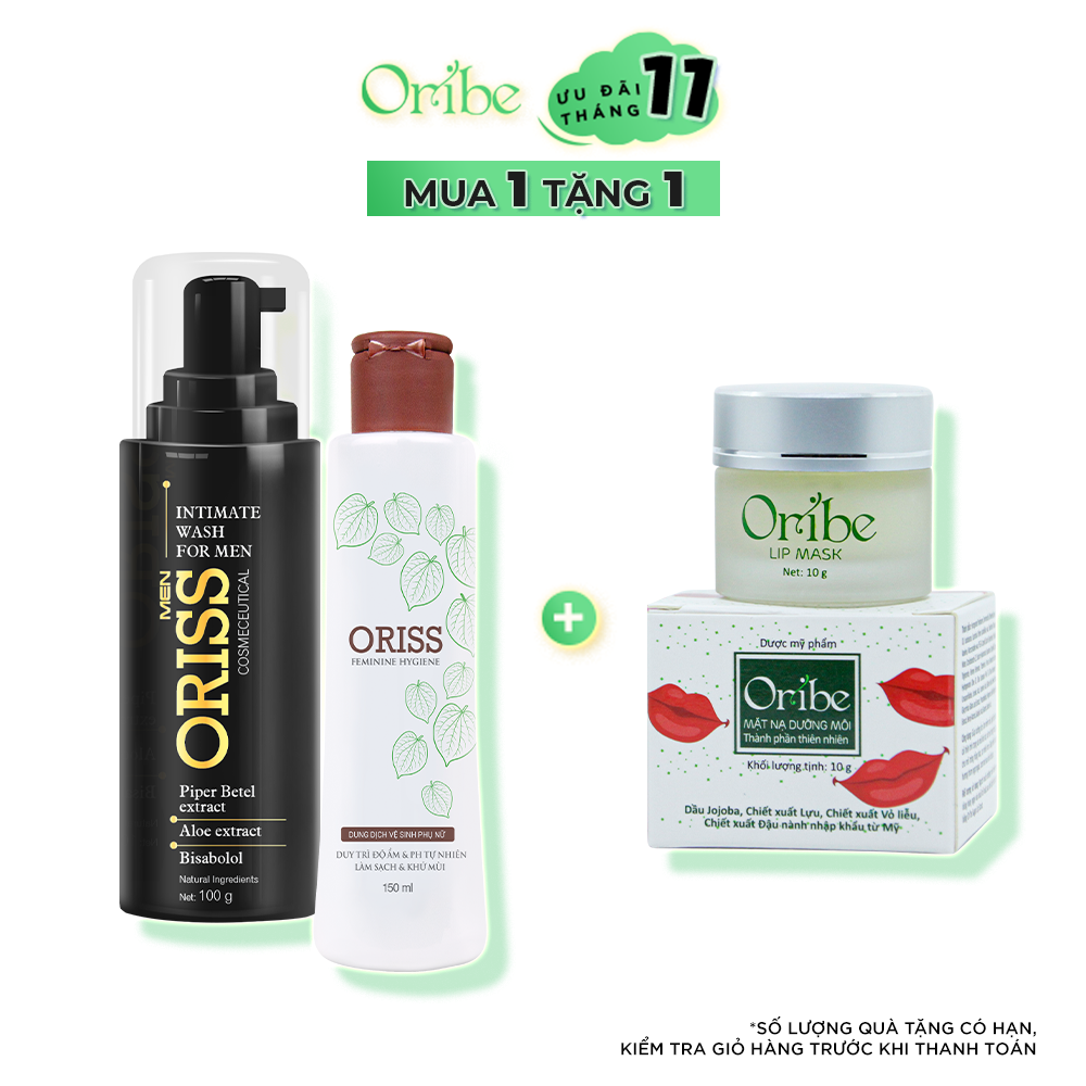 Combo Dung Dịch Vệ Sinh Chuyên Biệt Cho Nam Giới Oriss 100g + Dung Dịch Vệ Sinh Phụ Nữ Dịu Nhẹ Oriss 150ml