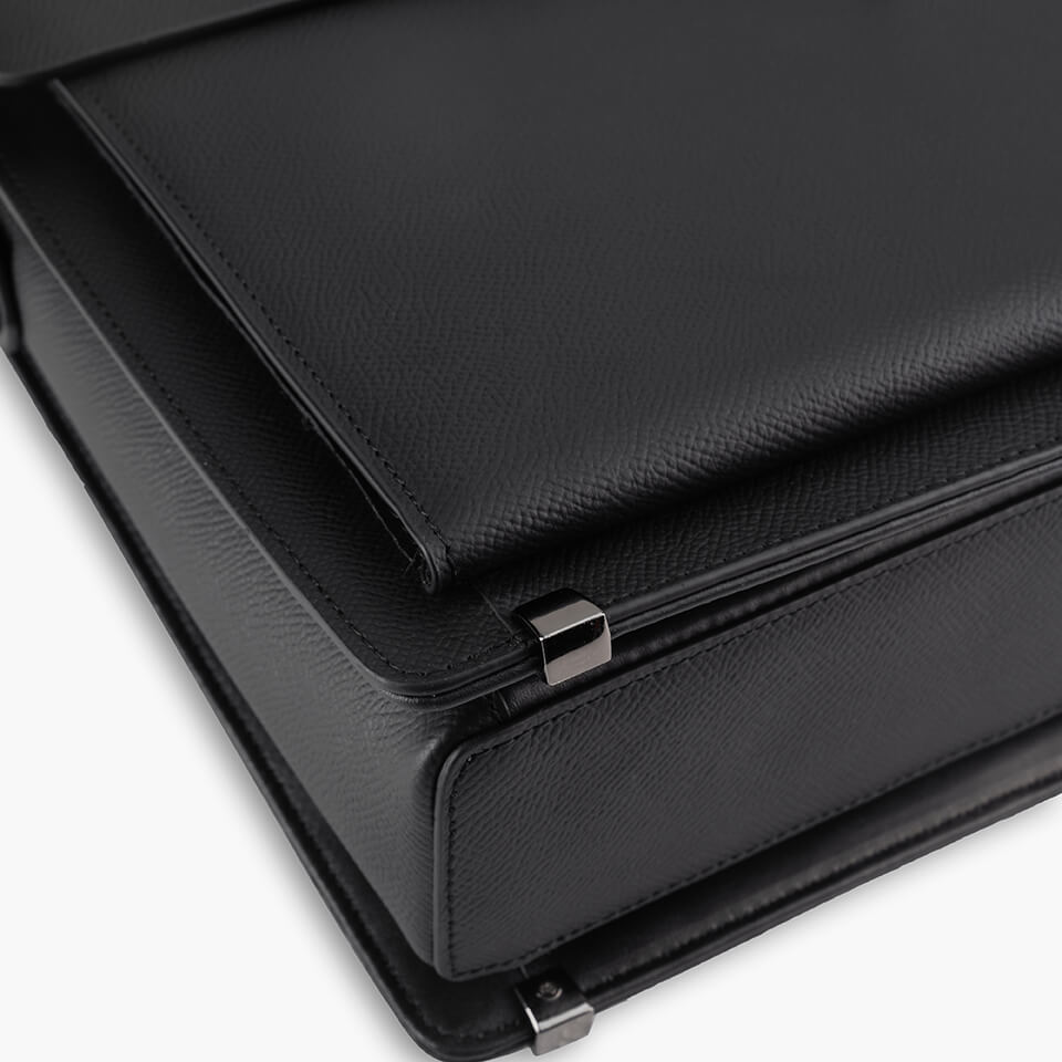 Cặp Da Nam Túi Xách Công Sở GENCE CTS17 Da Bò Khóa Số Cao Cấp Màu Đen Dáng Hộp