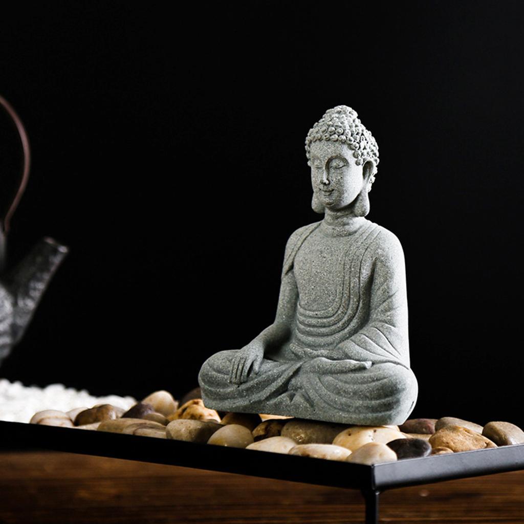 2X Buddha Statue Zen Decorative Figurine Home Docor Small Meditating Buddha