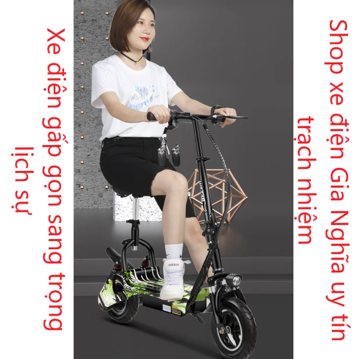 Xe Điện Mini Gấp Gọn scooter cho trẻ em học sinh cấp 2 chiều cao có thể điều chỉnh được phù hợp từ 5 tuổi trở lên, Pin litium panasonic 36V 10Ah xe chay tối đa 30-35km/h quãng đường đi được 20-25km/lầm sạc