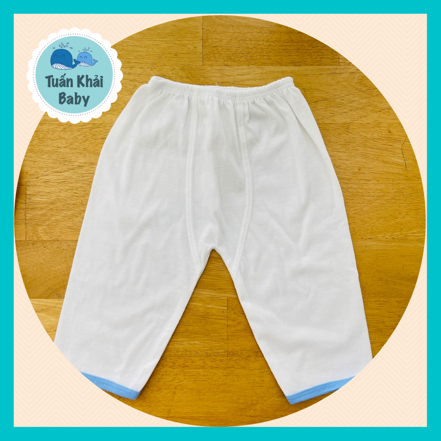 1 Quần sơ sinh cotton cao cấp CUNCON | Mẫu Quần Dài Trắng Rã Đáy | Size 1,2,3 cho bé sơ sinh - 9kg