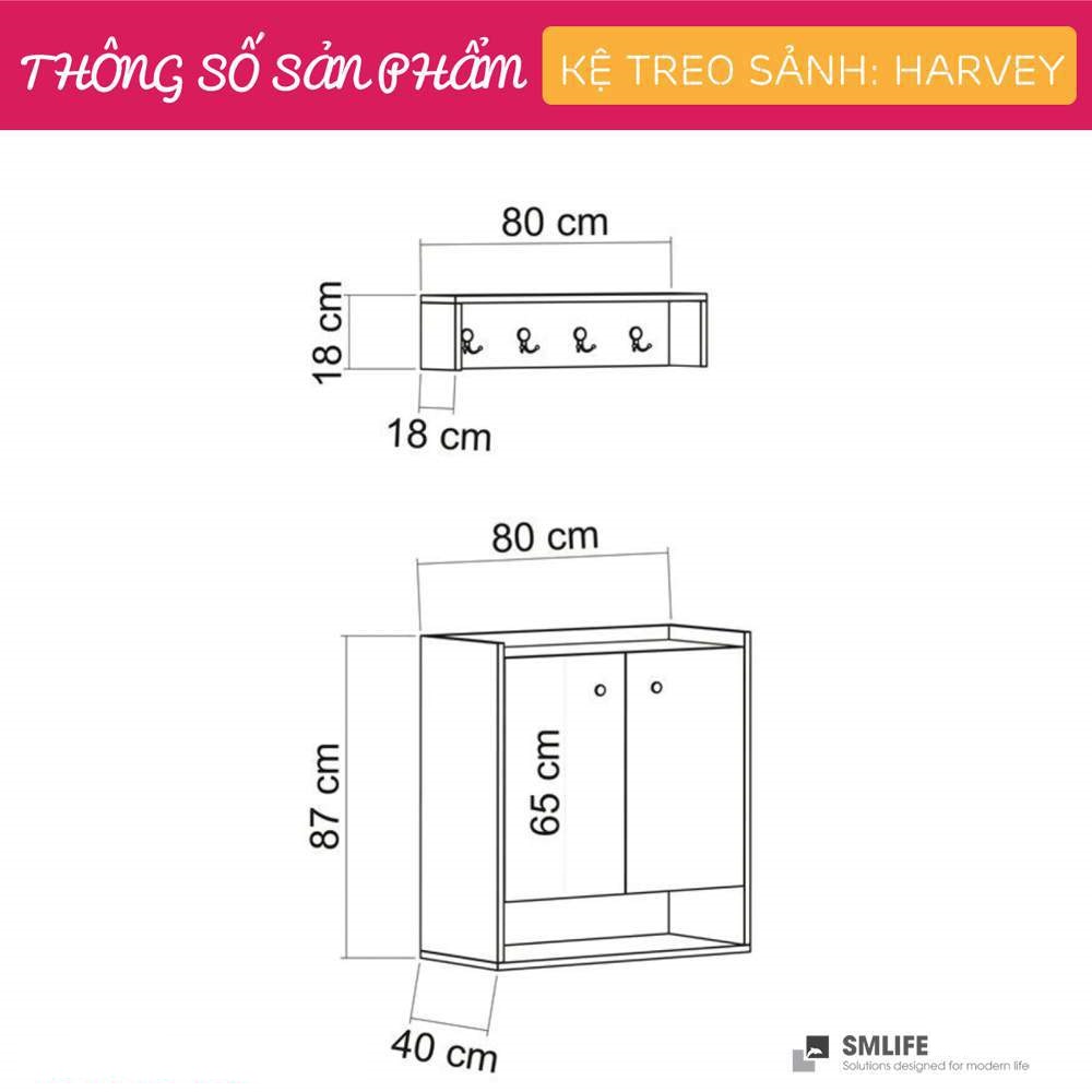 Kệ gỗ sảnh ra vào SMLIFE Harvey   | Gỗ MDF dày 17mm chống ẩm | D80xR40xC87cm