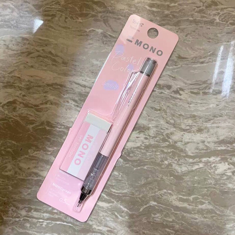 Combo Bút Chì Lắc Tombow Mono Graph Kèm Gôm Lớn PPA-242 Phiên Bản Giới Hạn Ngòi 0.5mm Màu Pastel Phong Cách Nhật Bản