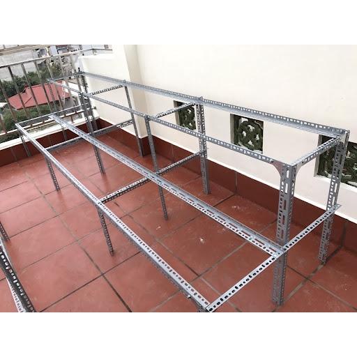 khung kệ sắt v lỗ trồng rau (sắt V4 - V3X5cm),khung kệ sắt đa năng,kệ sắt trồng rau 3 tầng bậc thang 9 khay