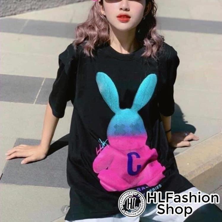 Áo thun tay lỡ form rộng Ulzzang Bad Rabbit dáng Unisex