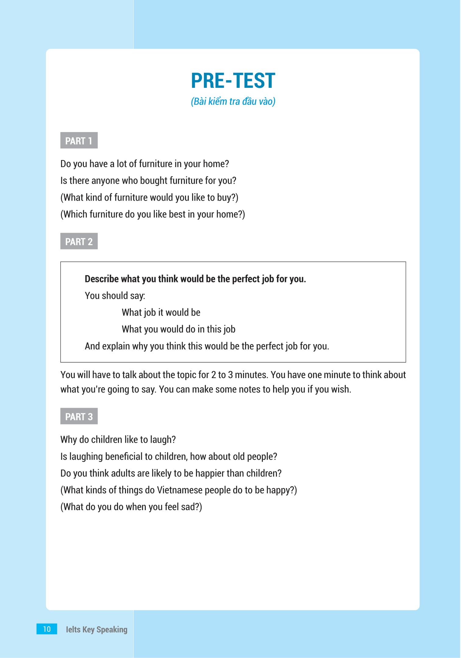 Sách IELTS Key Speaking - Công Thức Học Nhanh IELTS - Speaking Part 1, 2, 3