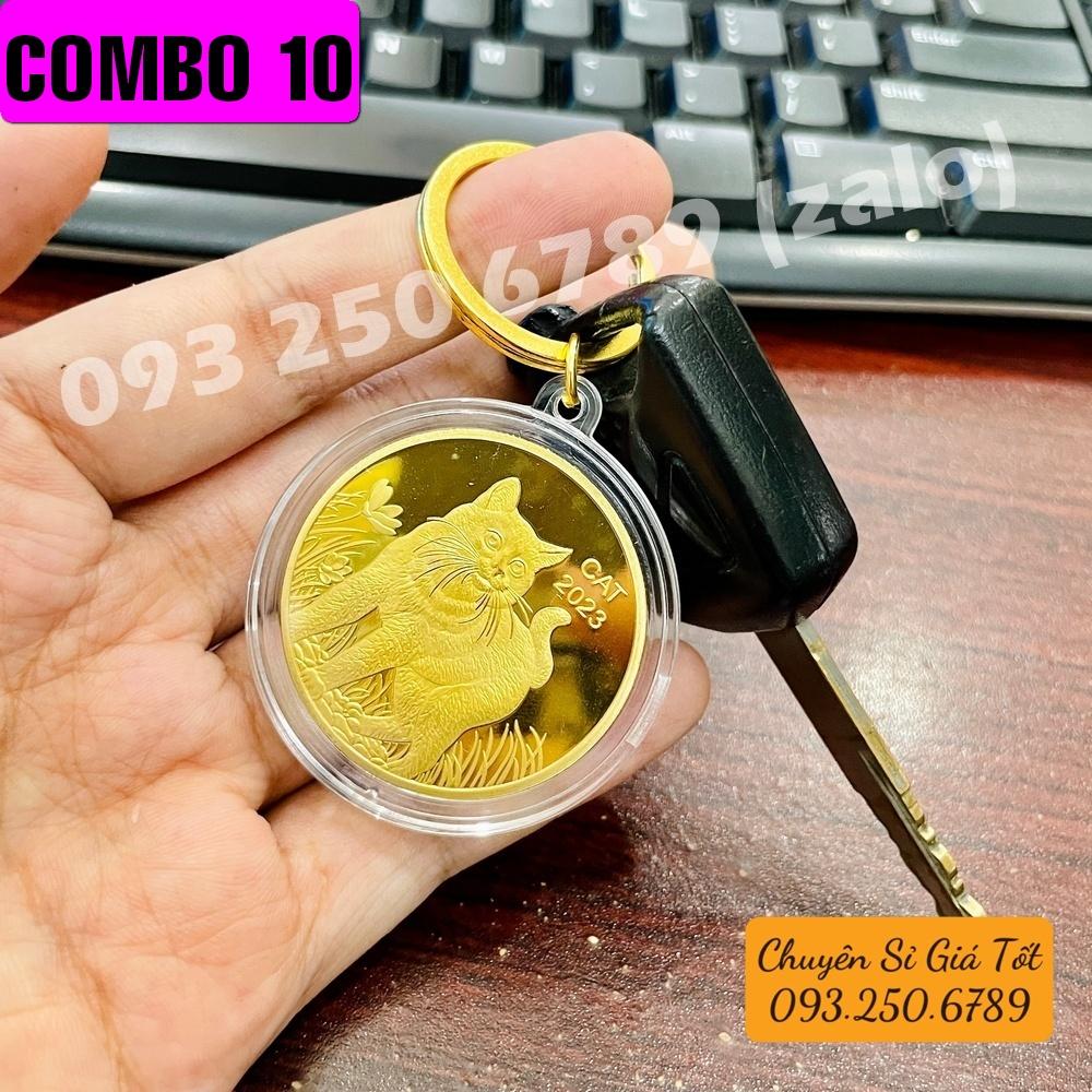 Móc khóa phong thủy Xu Hình Mèo Vàng Úc lì xì Tết Quý Mão - PASA COLLECTION