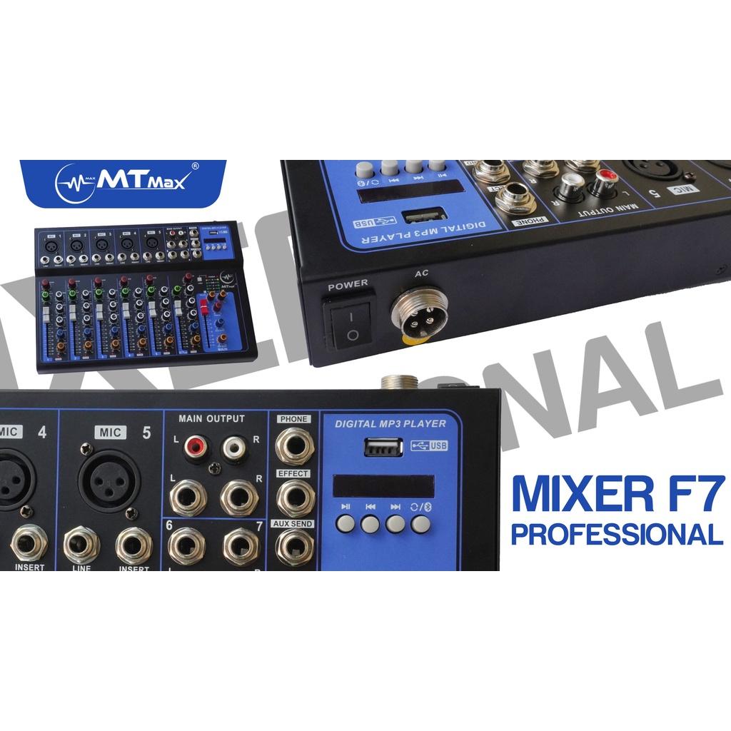 Bàn trộn Mixer MTMax F7 BT - 7 kênh cao cấp - Có bluetooth, chống hú tốt - Màn hình led hiển thị thông số