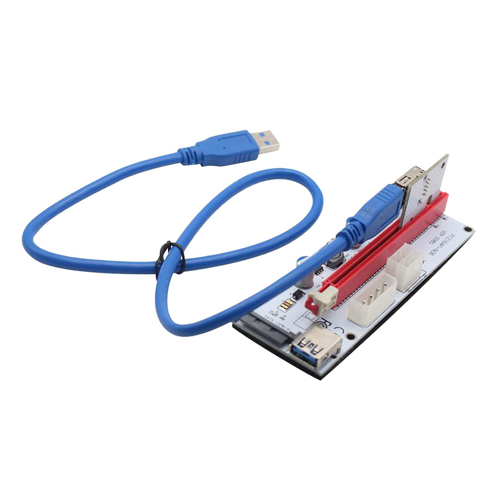 PCI-E Riser Card 008s 4Pin SATA 6PIN 1x to 16x Adapter Card USB3.0 3x