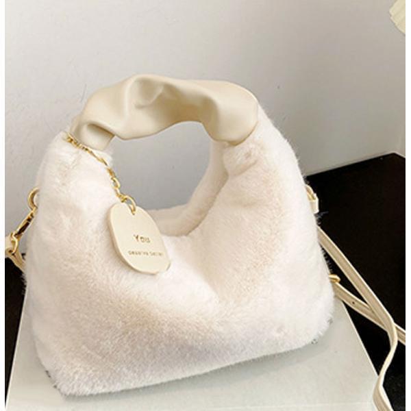 Woman Soft Plush Handbag Shoulder Bag Tote for Vacation Traveling Shopping