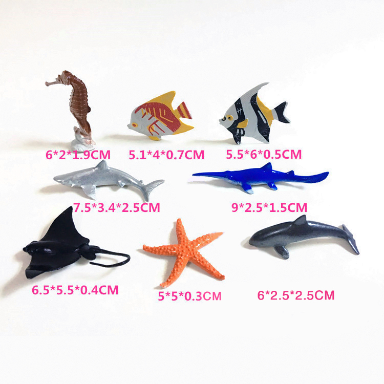 Hình ảnh Bộ Mô Hình Nhựa Đồ Chơi 8 con Cá Ngựa Cá Mập Cá Heo Cá Kiếm Cá Đuối Sao Biển Rêu PB16