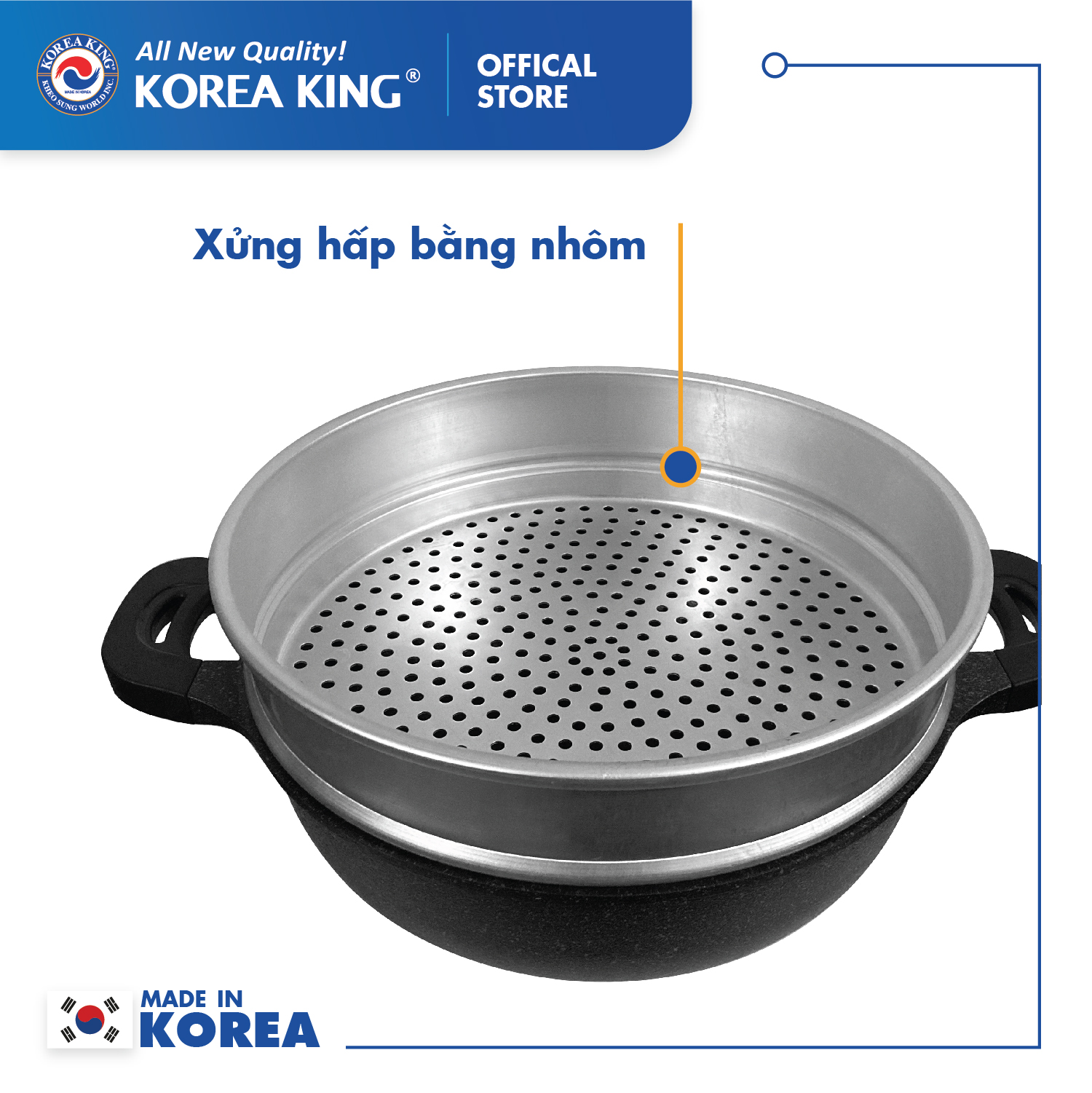 Chảo sâu + xưởng hấp đa năng Korea King size 32cm KW-32MSI