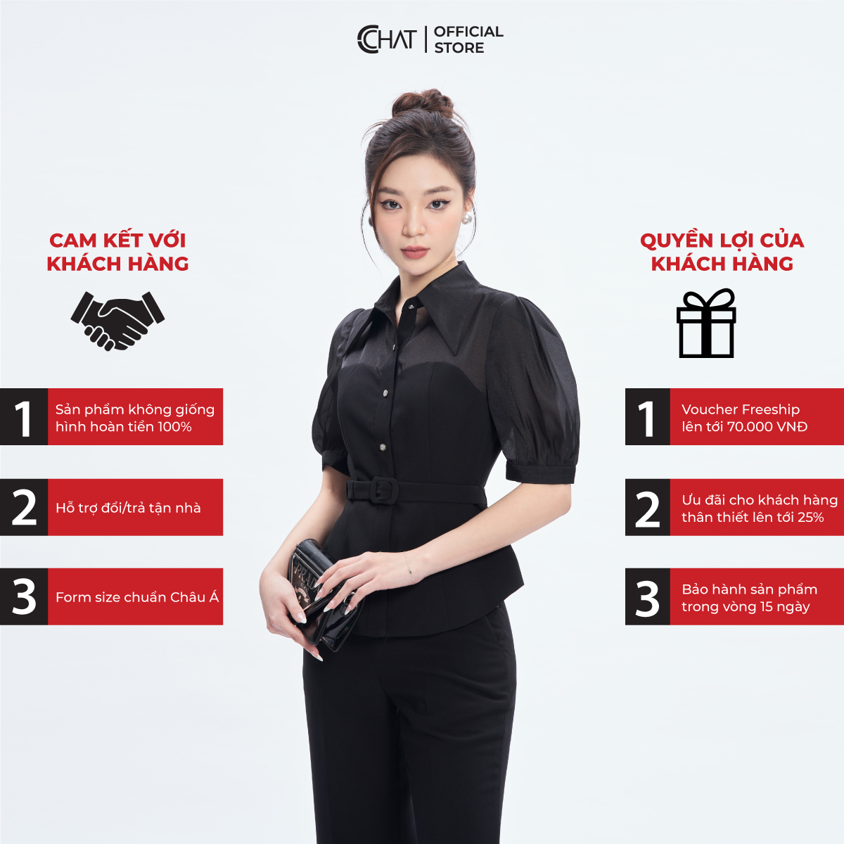 Áo Sơ Mi Nữ  Kiểu Cutout Phối Vải Chất Tuytsi Cao Cấp Mềm Nhẹ 53FNS8001PT
