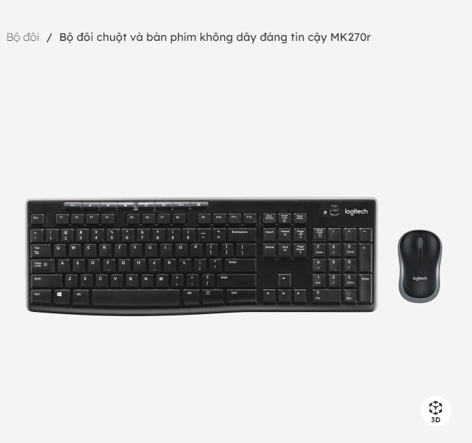 Bộ đôi chuột và bàn phím không dây Logitech MK270r - HÀNG CHÍNH HÃNG