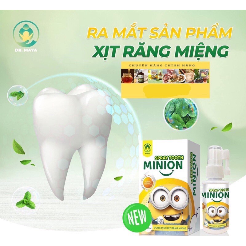 Xịt răng miệng Minion Gold Dr.maya hộp/50ml, Vệ sinh răng miệng ngăn ngừa sau răng cho bé từ 6 tháng tuổi