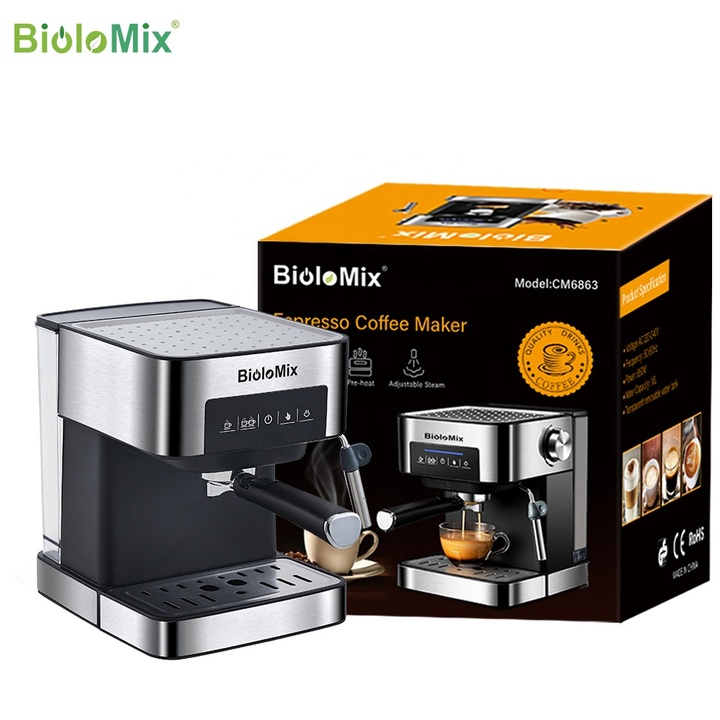 Máy pha cà phê Espresso BioloMix CM6863 Công suất đầu vào: 850 (W) Dung tích bình đựng nước : 1.6L - HÀNG CHÍNH HÃNG