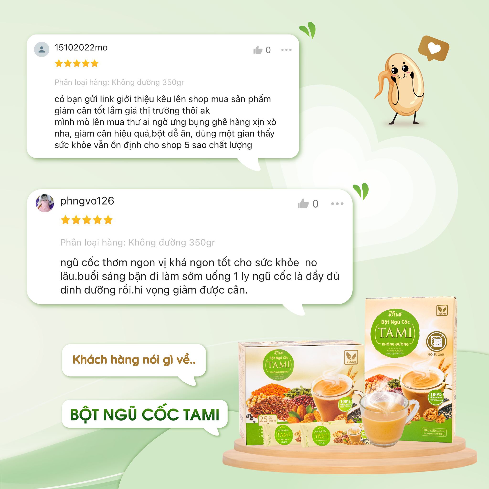 1 gói bột ngũ cốc nảy mầm Tami TÂM MINH FOODS ít ngọt dinh dưỡng giảm cân