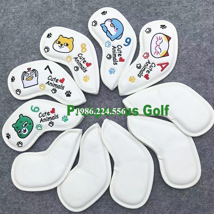 Set cover gậy golf bọc đầu gậy sắt da PU chống trầy xước bụi bẩn 10 chiếc BD012