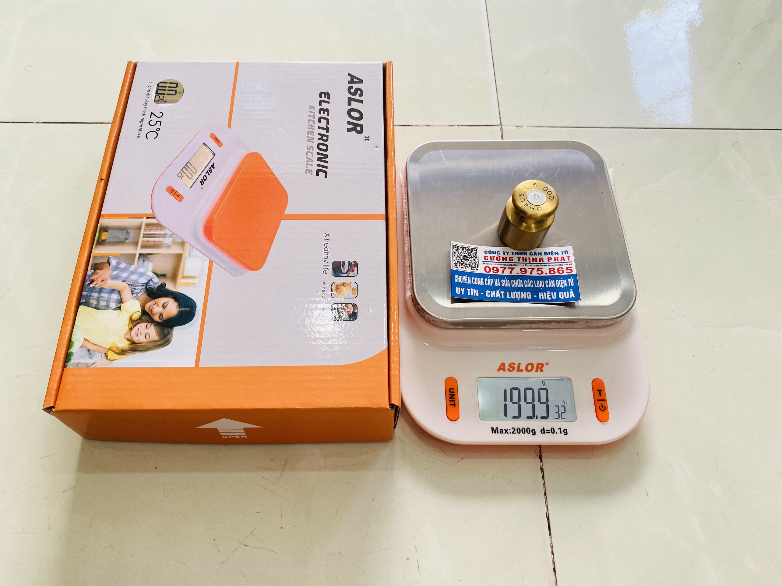 Cân tiểu ly mini ASLOR 2000G/0.1g HIỂN THỊ NHIỆT ĐỘ PHÒNG TRÊN CÂN