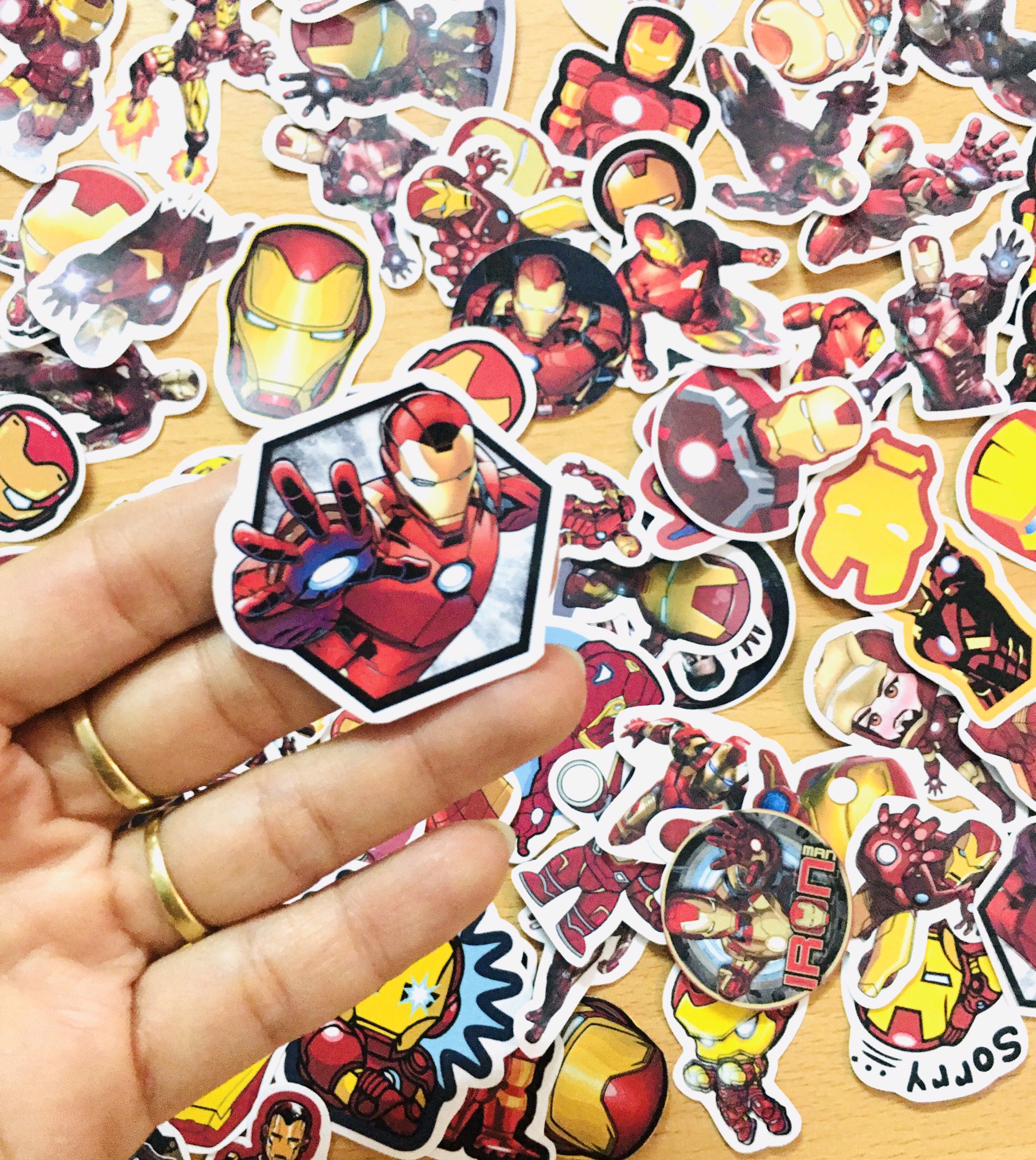 Set 30 Sticker Iron Man người sắt ảnh decal hình dán ép lụa