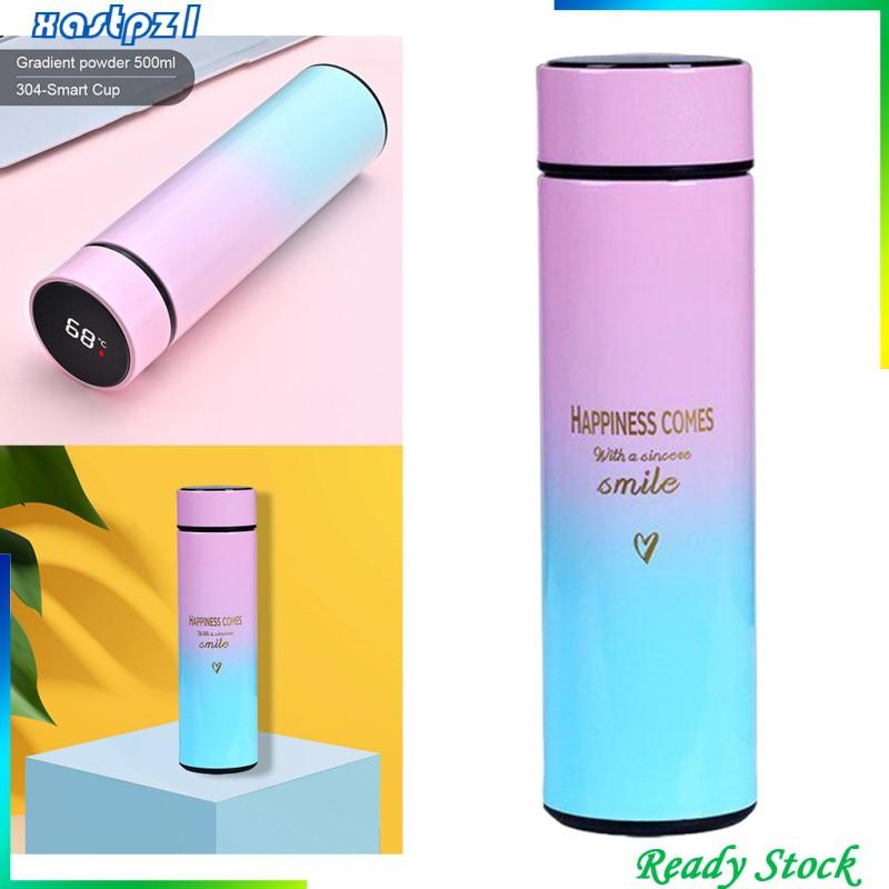 Bình Nước Giữ Nhiệt 500ml Có Đèn Led Hiển Thị Màu Xanh Dương
