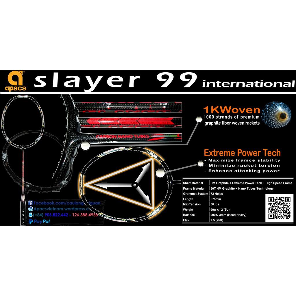 Vợt cầu lông Apacs Slayer 99 - Khung vợt tam trụ độc quyền APACS - Có tặng lưới