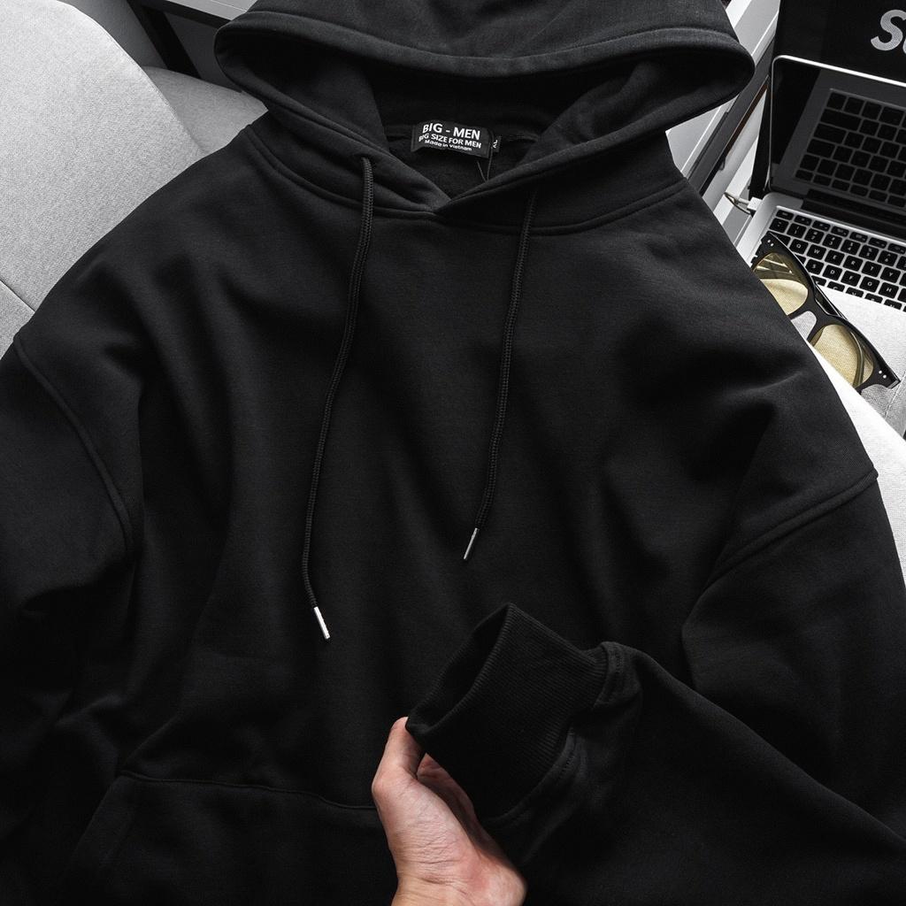 Áo khoác hoodie nam bigsize màu đen trơn sz 90 - 130kg
