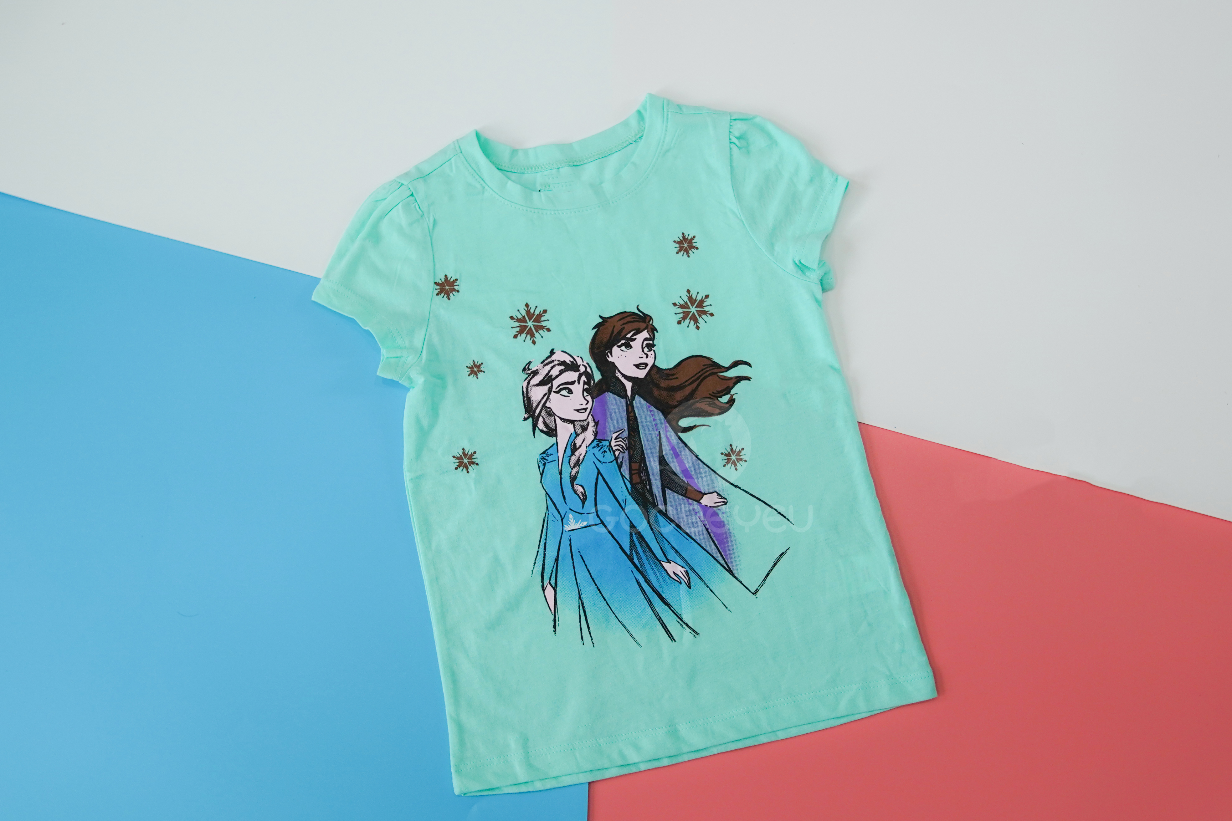 Áo thun bé gái họa tiết Elsa (màu xanh