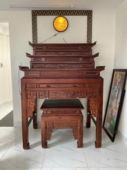 Án gian 3 tầng gỗ muồng , Bàn thờ gia tiên gỗ muồng 3 tầng  ,bàn mẹ bồng con Tranh Trang Trí Trang Trí Nhà Decor Phòng Decor - Án gian + đôn