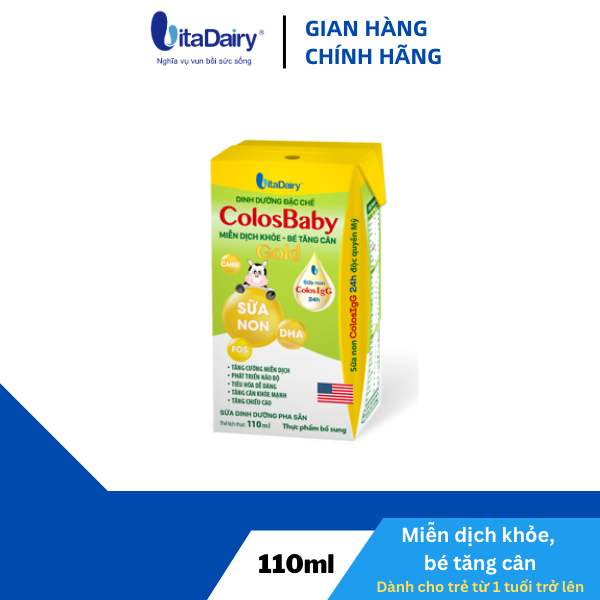 SBPS Colosbaby Gold giúp bé tăng cân, miễn dịch khỏe, phát triển toàn diện / lốc 4 hộp 110ml - VitaDairy