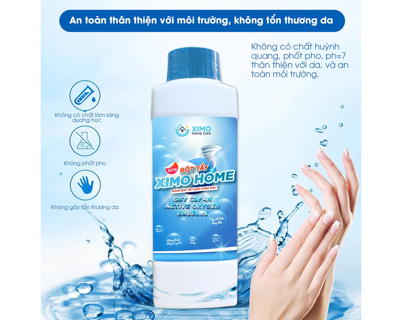 Bột tẩy trắng quần áo, đồ gia dụng đa năng Ximo Home- 350g