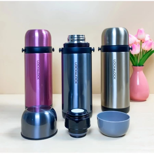 Bình giữ nhiệt LocknLock Easy Take Vacuum Bottle 1L LHC1439, Hàng chính hãng, nắp dùng làm cốc tiện lợi - JoyMall