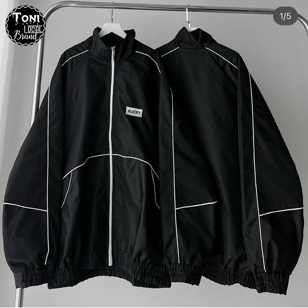 Áo Khoác Dù Mero thêu 4LUCKY phối Line 2 lớp nam nữ form rộng Unisex