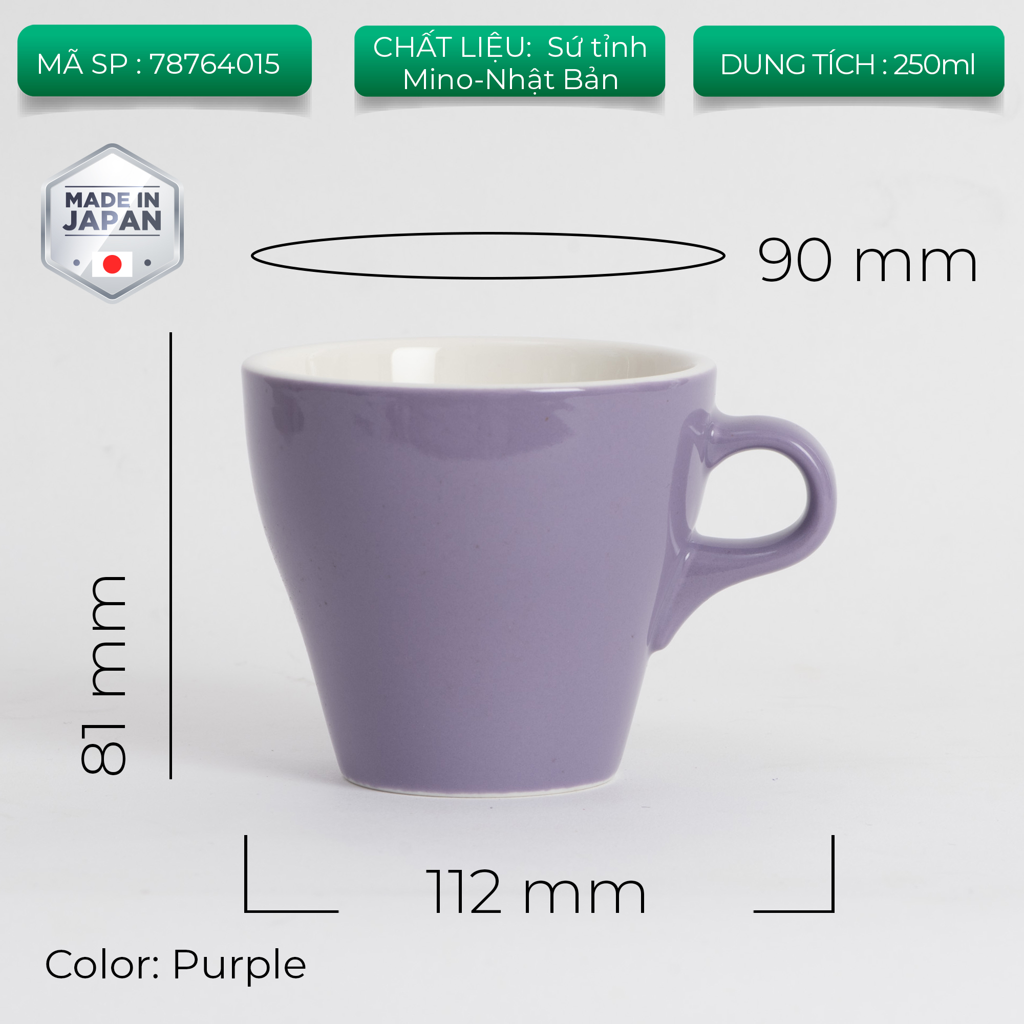 Ly sứ Origami Latte Cup 250ml uống trà cà phê