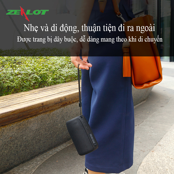 Loa bluetooth Zealot tặng kèm móc khóa chữ 5 Tech nghe nhạc không dây âm thanh siêu trầm hàng chính hãng kết nối ổn định, bluetooth 5.0 dùng cho điện thoại, laptop, PC...